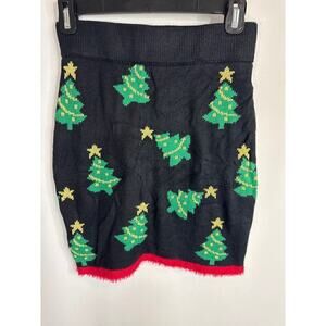 Major Super Christmas Trees Knit Mini Skirt Women's Medium NWOT